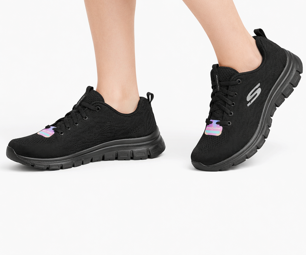 Sketchers - Scarpa nera memory foam lavabile in lavatrice