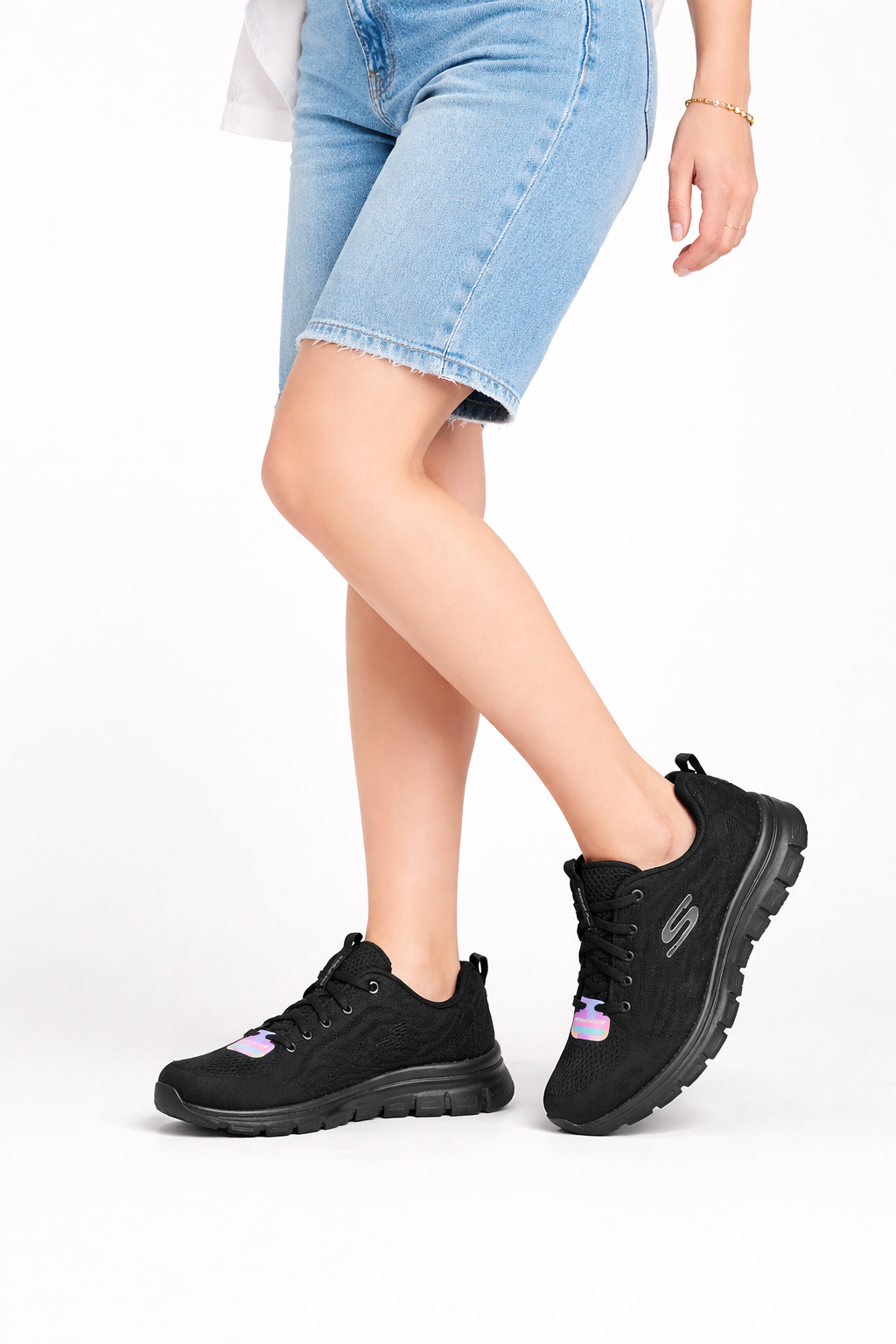 Sketchers - Scarpa nera memory foam lavabile in lavatrice